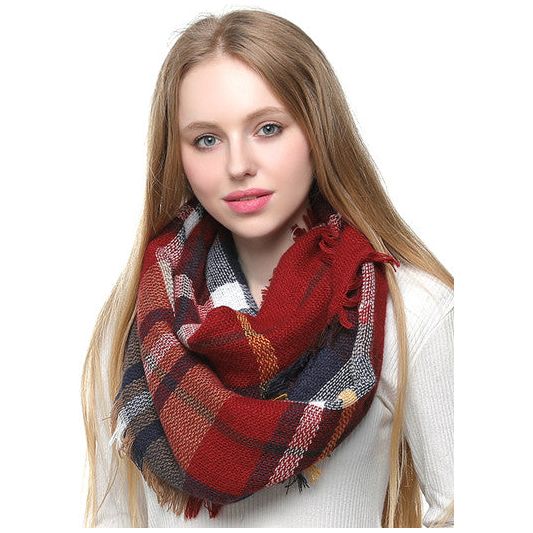 Plaid Infinity Loop Scarf - Various