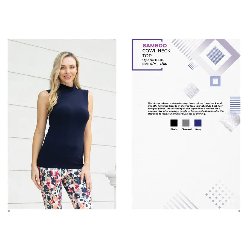 Bamboo - Sleeveless -Small Cowl Shirt