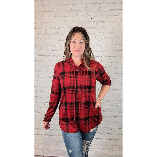 Slight Cowl Plaid Tunic
