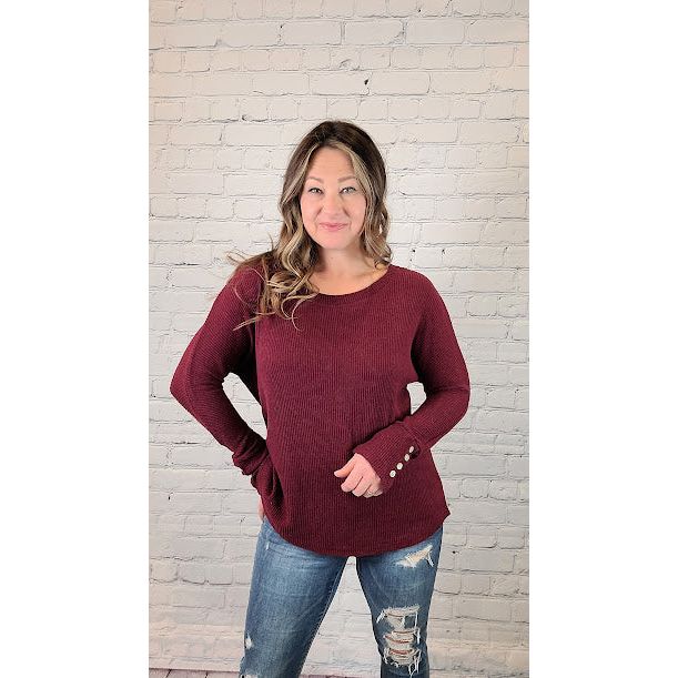 Cozy Sweater with Accent Button Sleeve