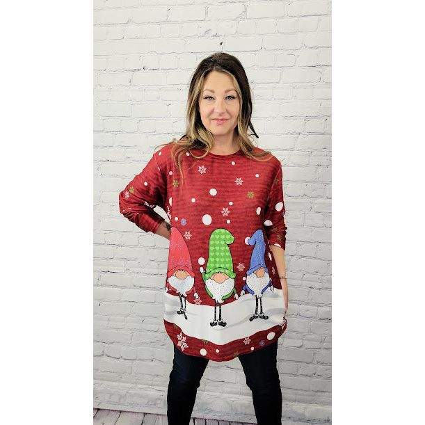 Christmas Graphic Tunic -Christmas Gnomes