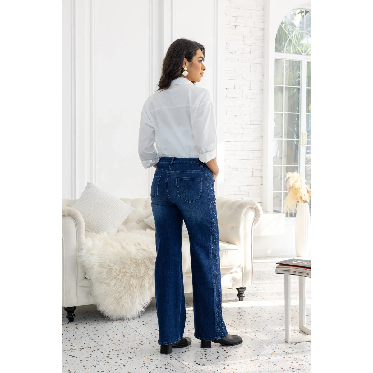 Dark Wash Diamond Seam Denim Jeans