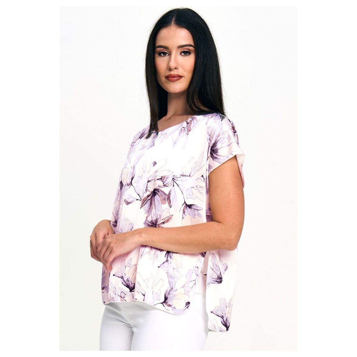 Faux Silk Watercolor Top - Blues or Pink