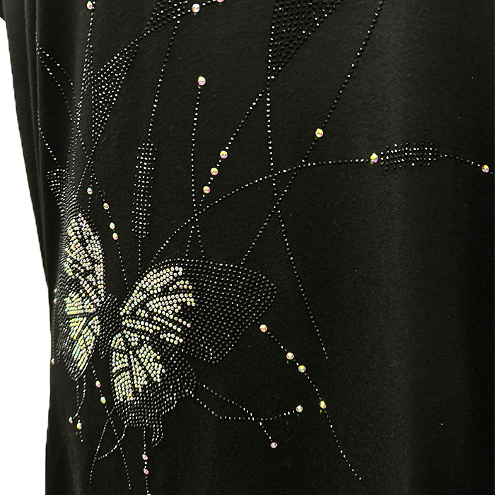 Mystic Butterfly Embellished Tee in Black