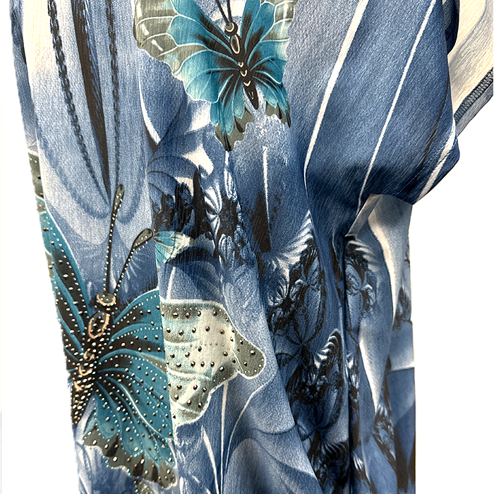 Butterfly Garden Embellished Tee-Blue
