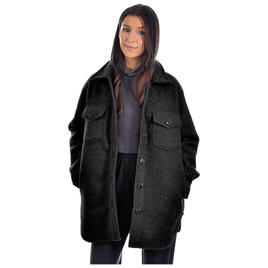 Ladies Boucle Short Style Shacket -Black