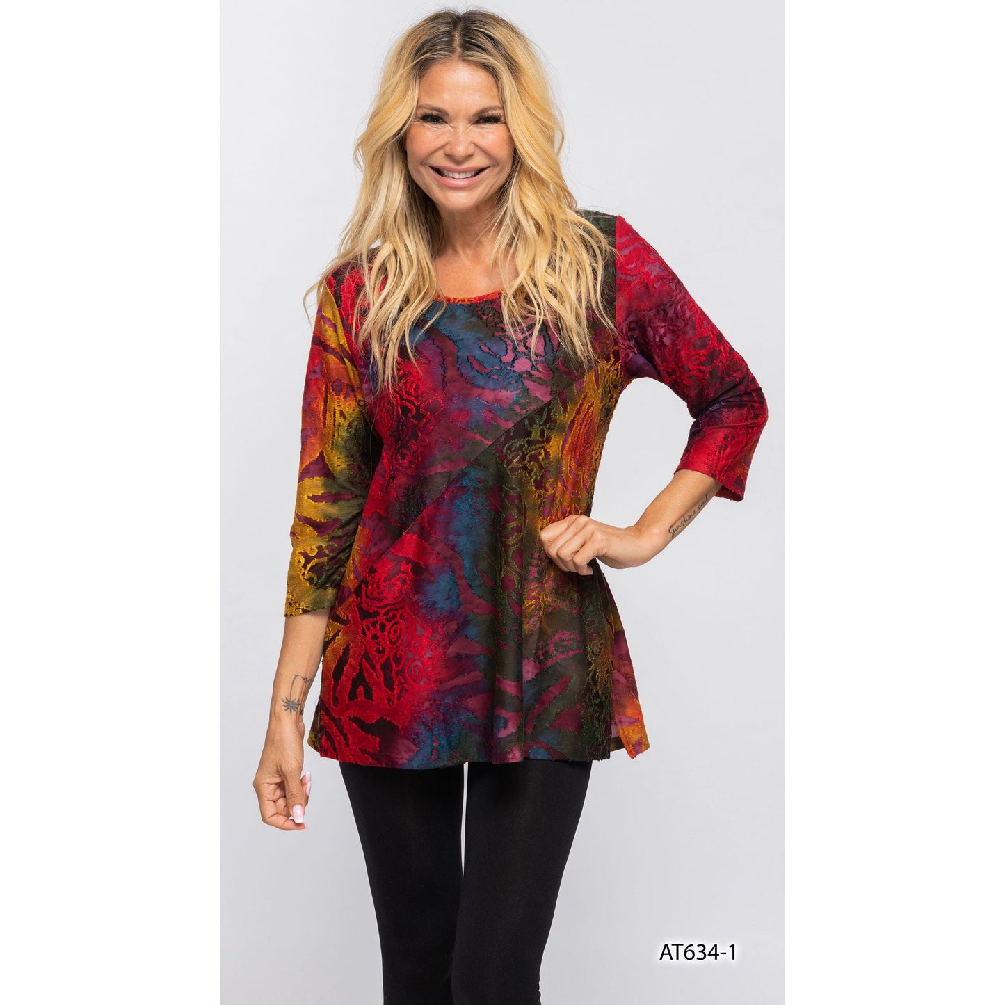 Burnout Asymmetric Pattern Top - red/green/orange