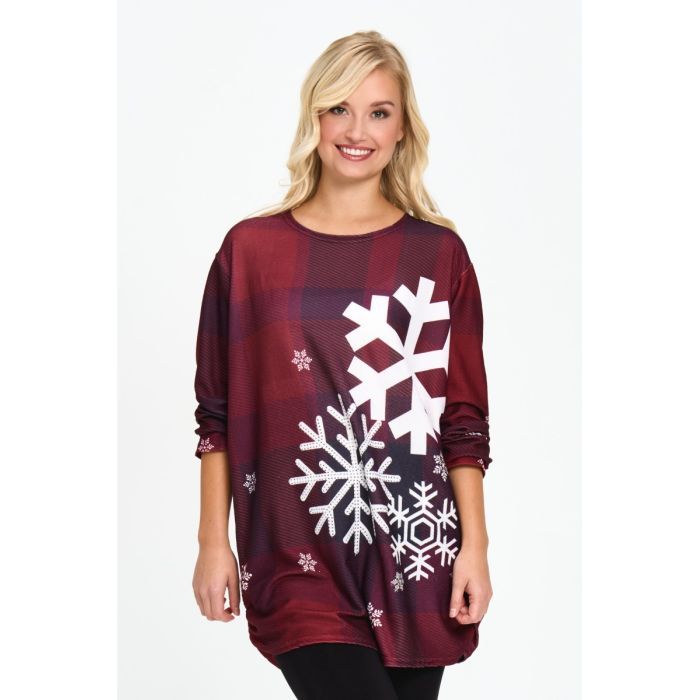 Christmas Graphic Tunic - Red Snowflake