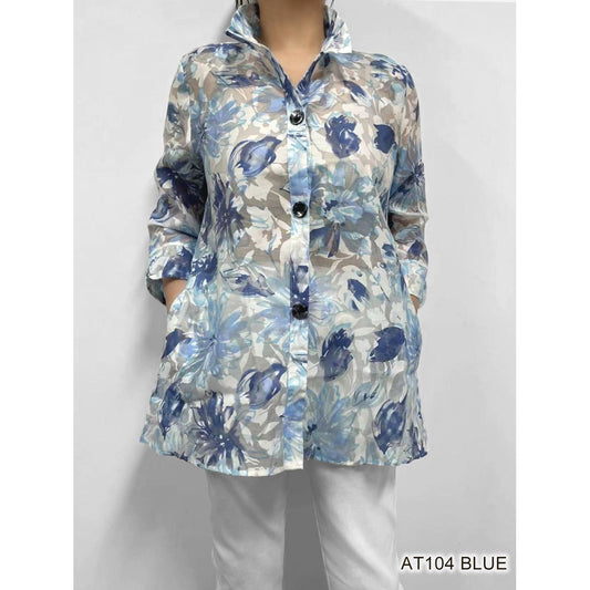 Fleur Jacket -Blue/White