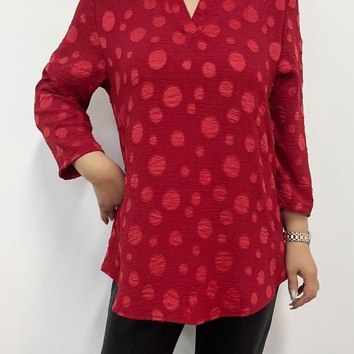 V-Neck Circle Print Top
