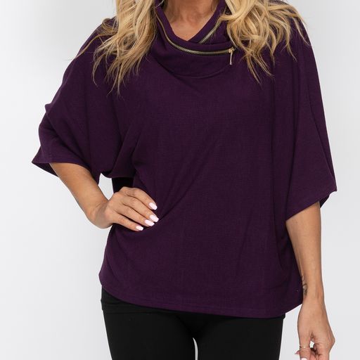 Zipper Cowl Top