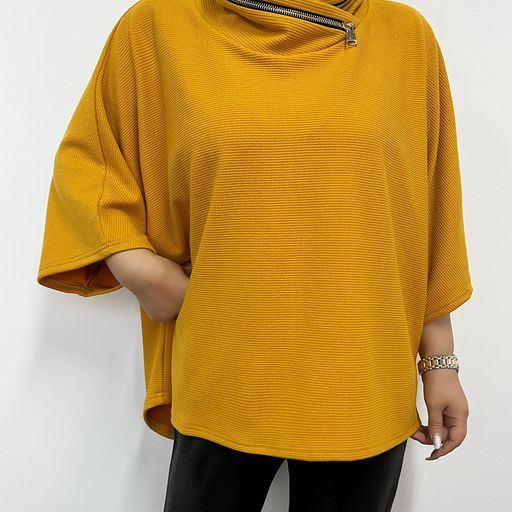 Zipper Cowl Top