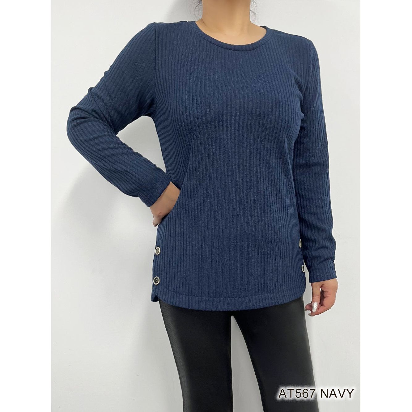 Light Weight Side Button Sweater