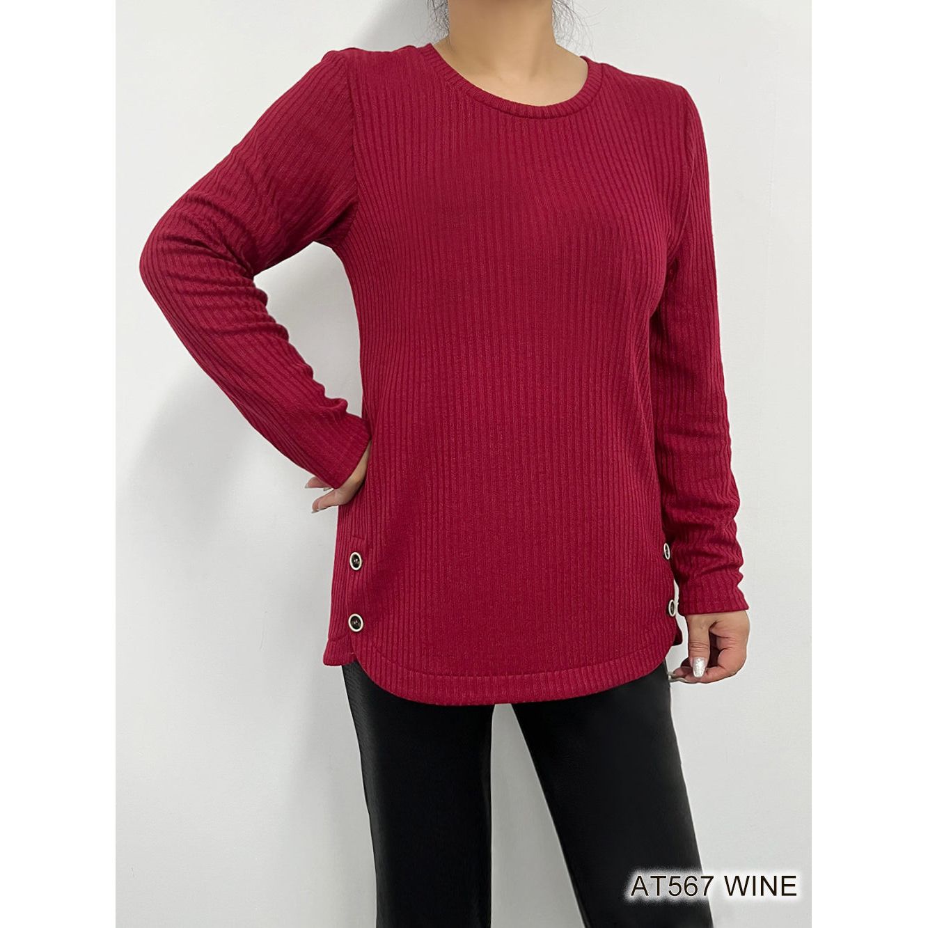 Light Weight Side Button Sweater