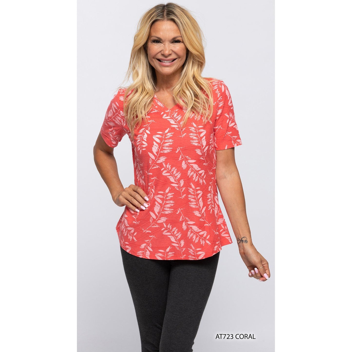 Short Sleeve Fern Pattern T-Shirt