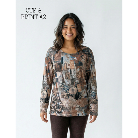 Traditional Long Sleeve Top - Print A2