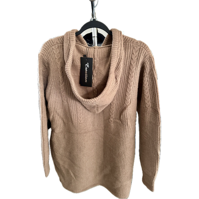 Hooded Cable Knit Sweater