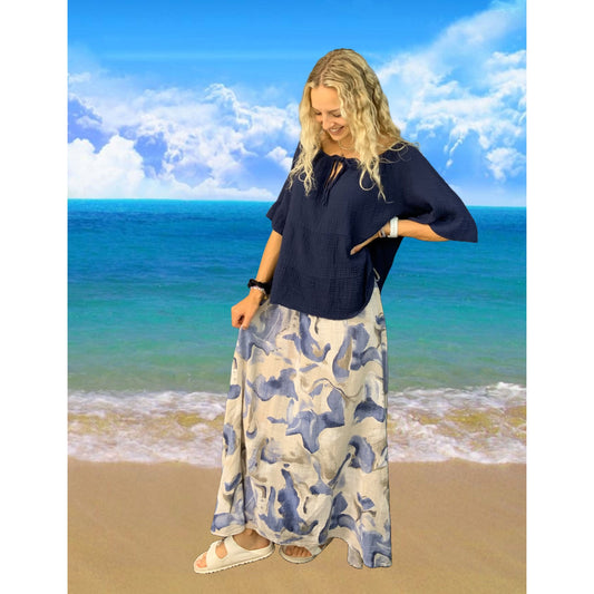 Woven Marble Long Skirt