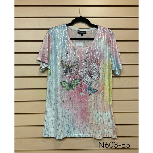 Foil Print Tee- Butterflies