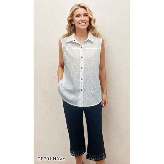 Capris with Cut Out Accent