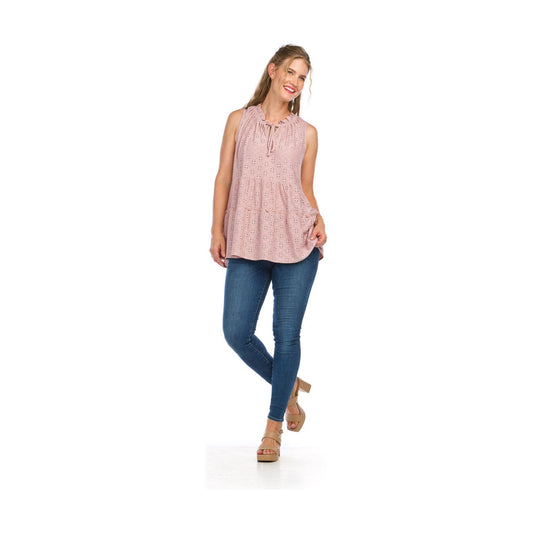 Stretch Tiered Eyelet Sleeveless Top