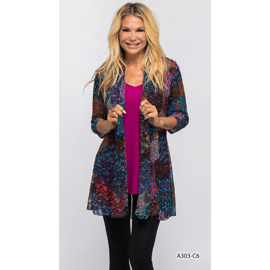 Sheer Cardigan -  Multi Color Print C6