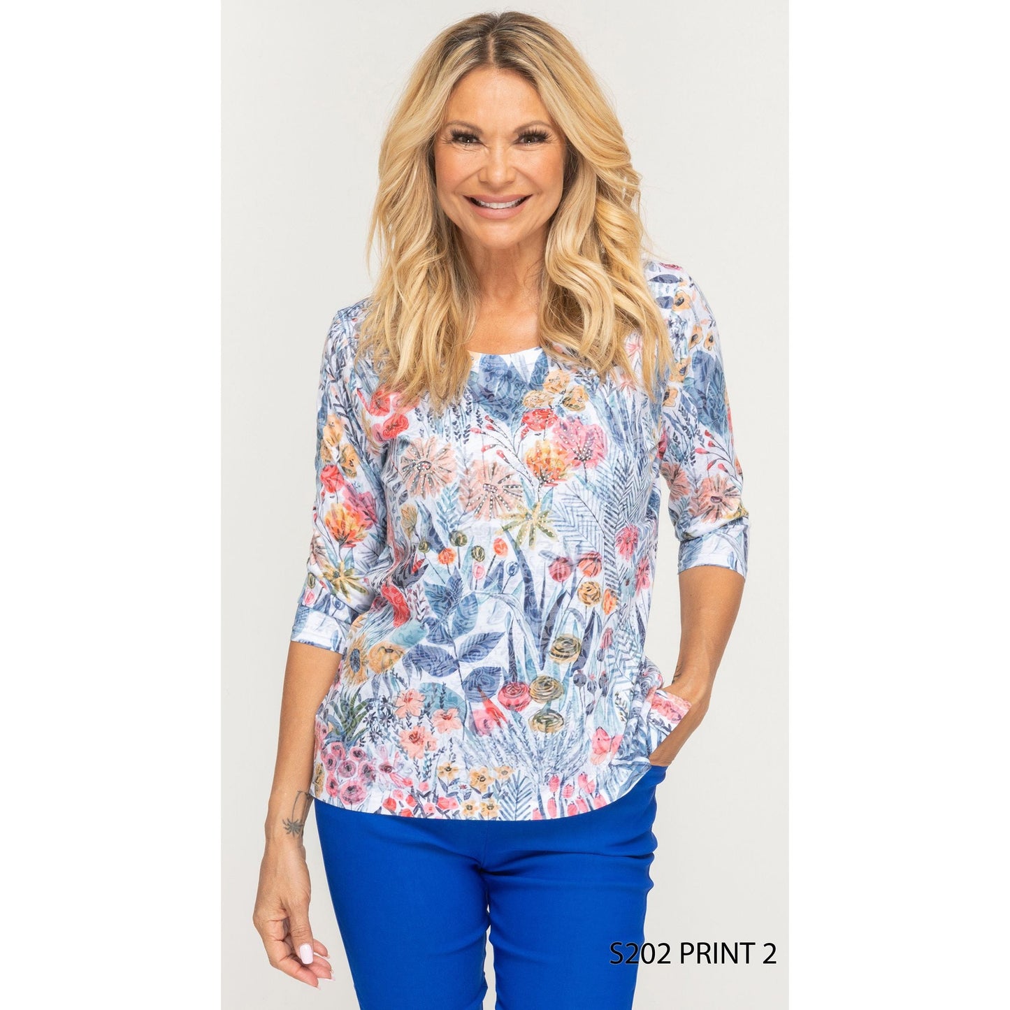 3/4 Sleeve Light Tee - Spring Flowers