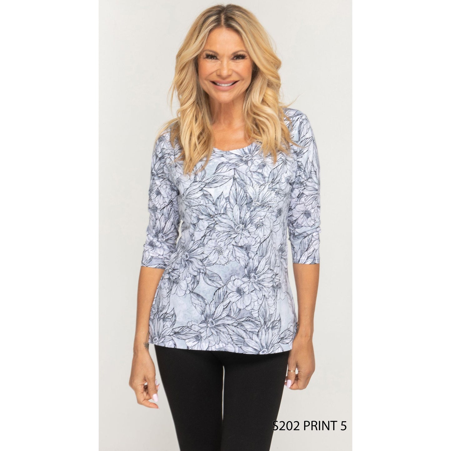 3/4 Sleeve Light Tee - Green Foilage