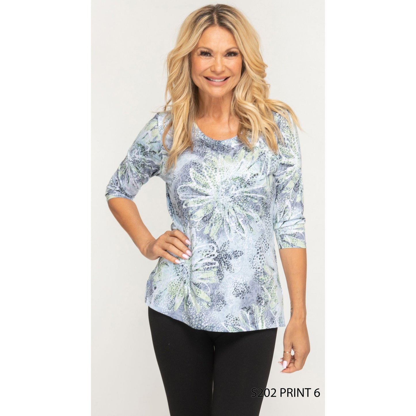 3/4 Sleeve Light Tee - Flower Bursts
