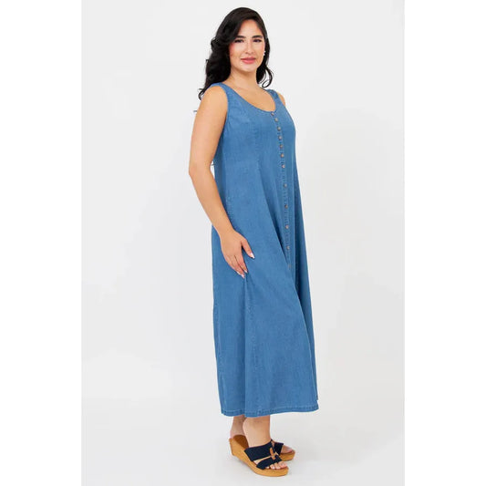 Madison Maxi Sleeveless Dress -Tencel Denim