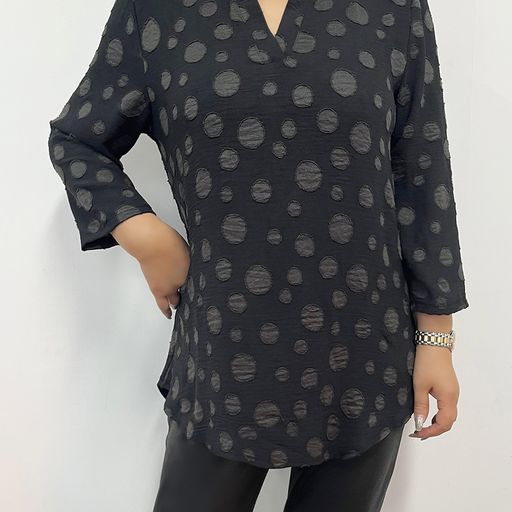 V-Neck Circle Print Top