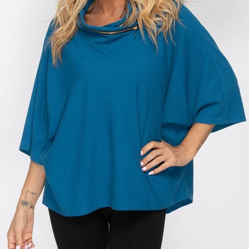 Zipper Cowl Top