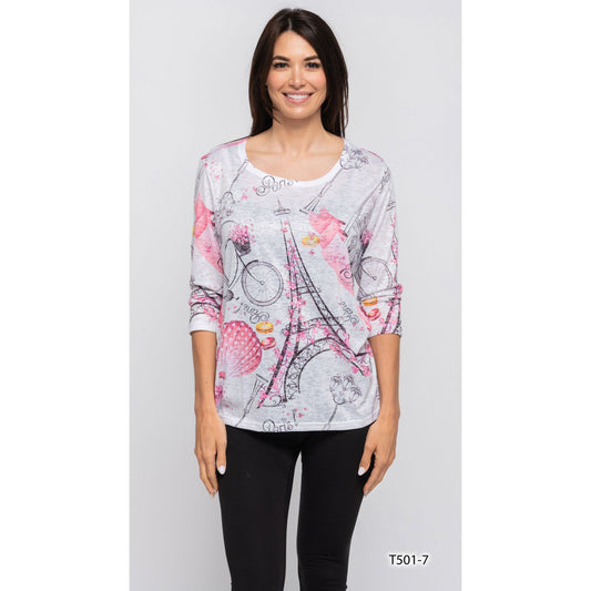 3/4 Sleeve Light Sleeve - Eifel Tower