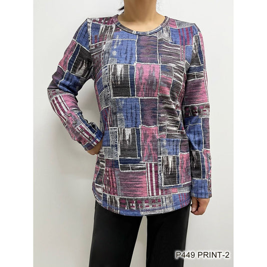 Printed Top - Blues/Pinks
