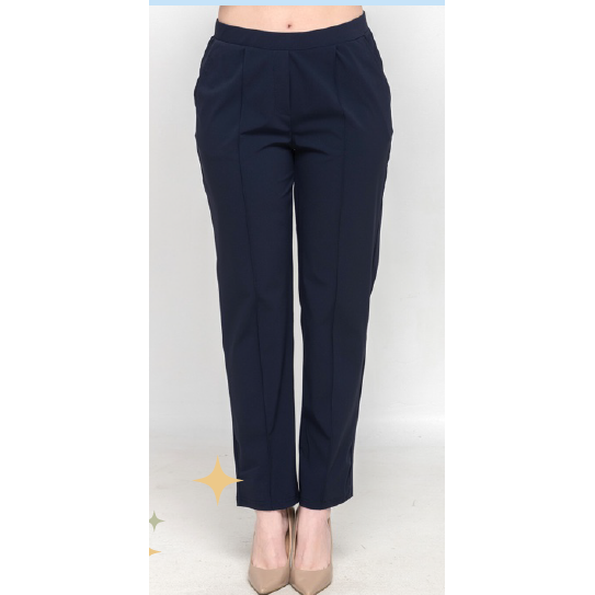 Travel Wear Straight Leg Pant with Back Pockets