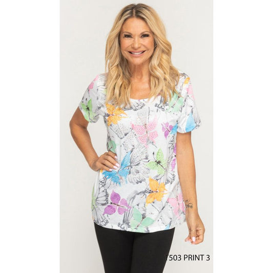 Short Sleeve Light Tee - Print 3 - Spring Butterflies