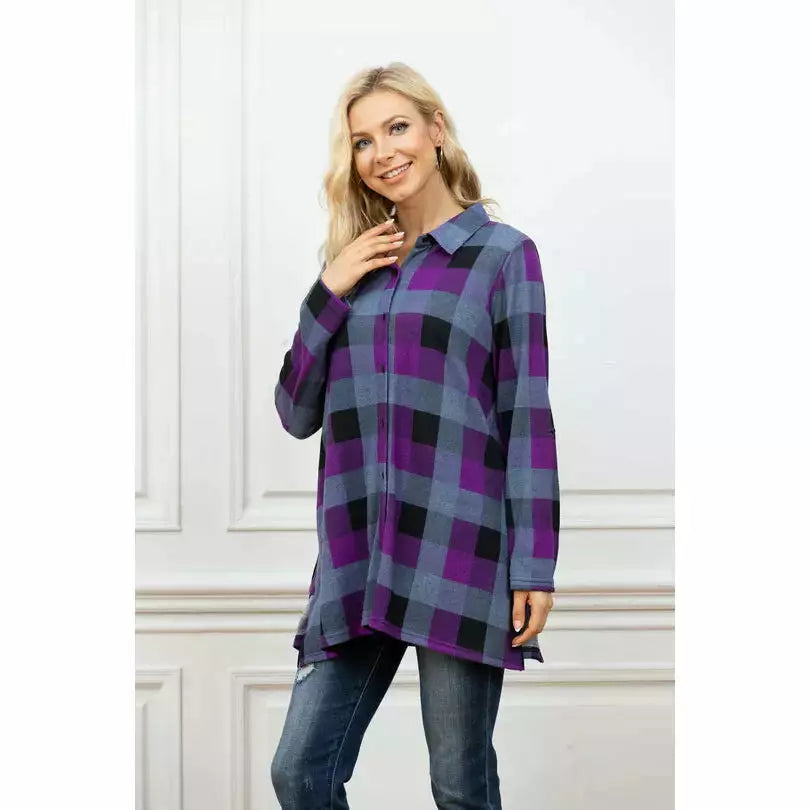 Plaid Button Shirt Regular and Plus Size