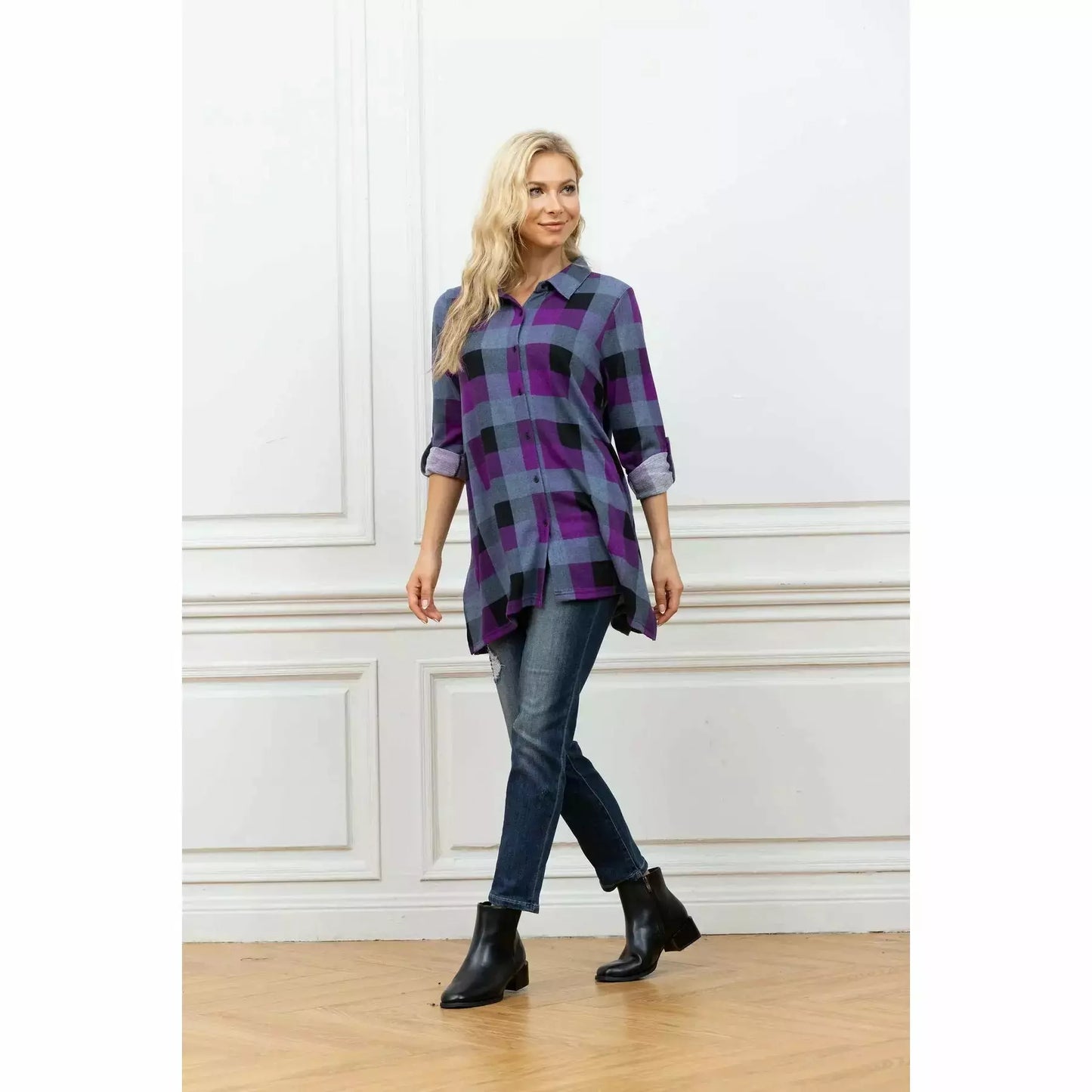 Plaid Button Shirt Regular and Plus Size