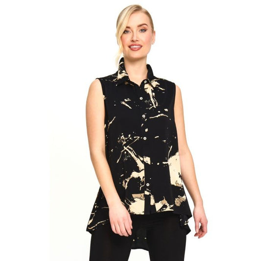 Sleeveless Splatter Print Blouse