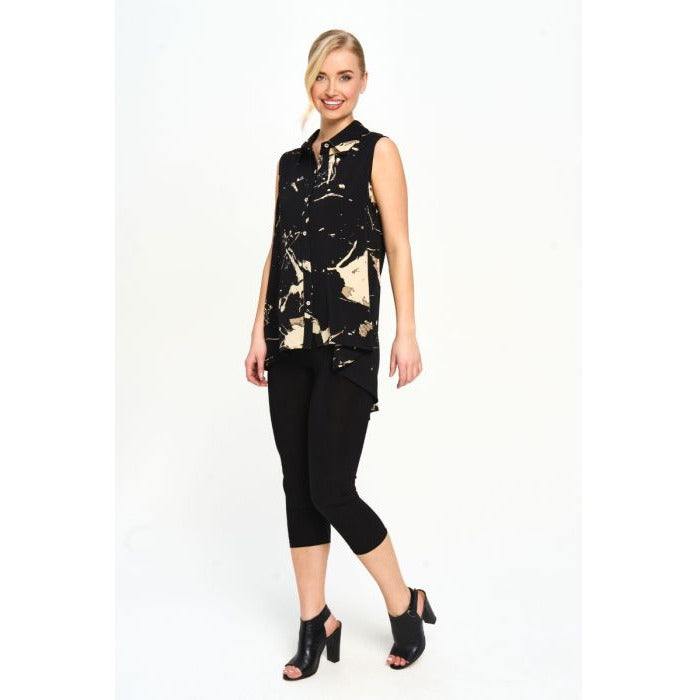 Sleeveless Splatter Print Blouse