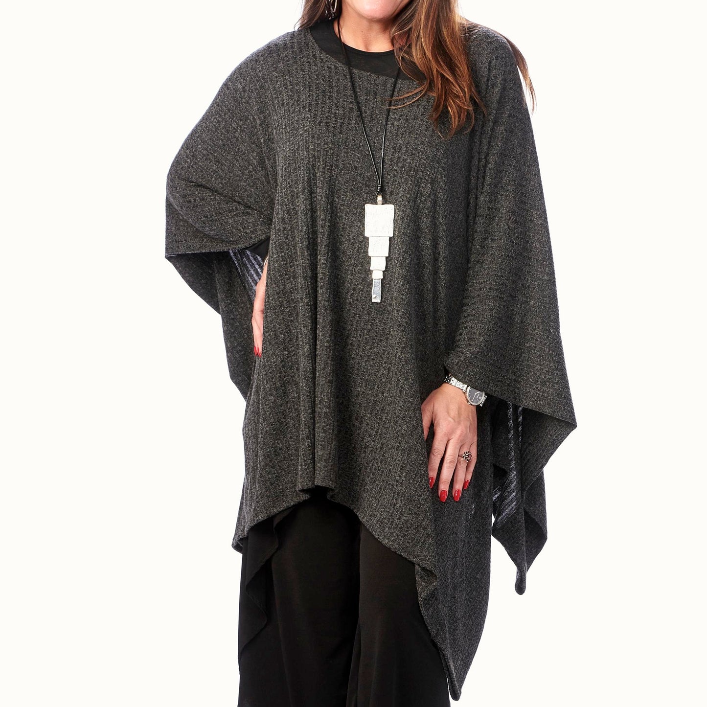 Rib Knit Poncho/Pullover