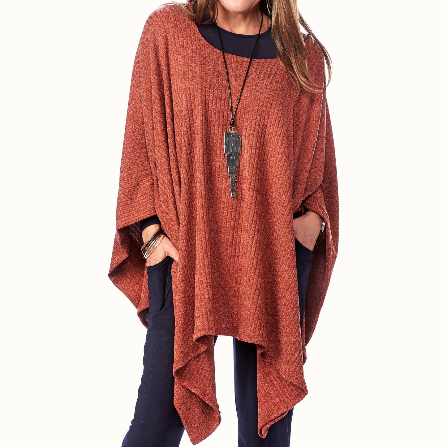 Rib Knit Poncho/Pullover