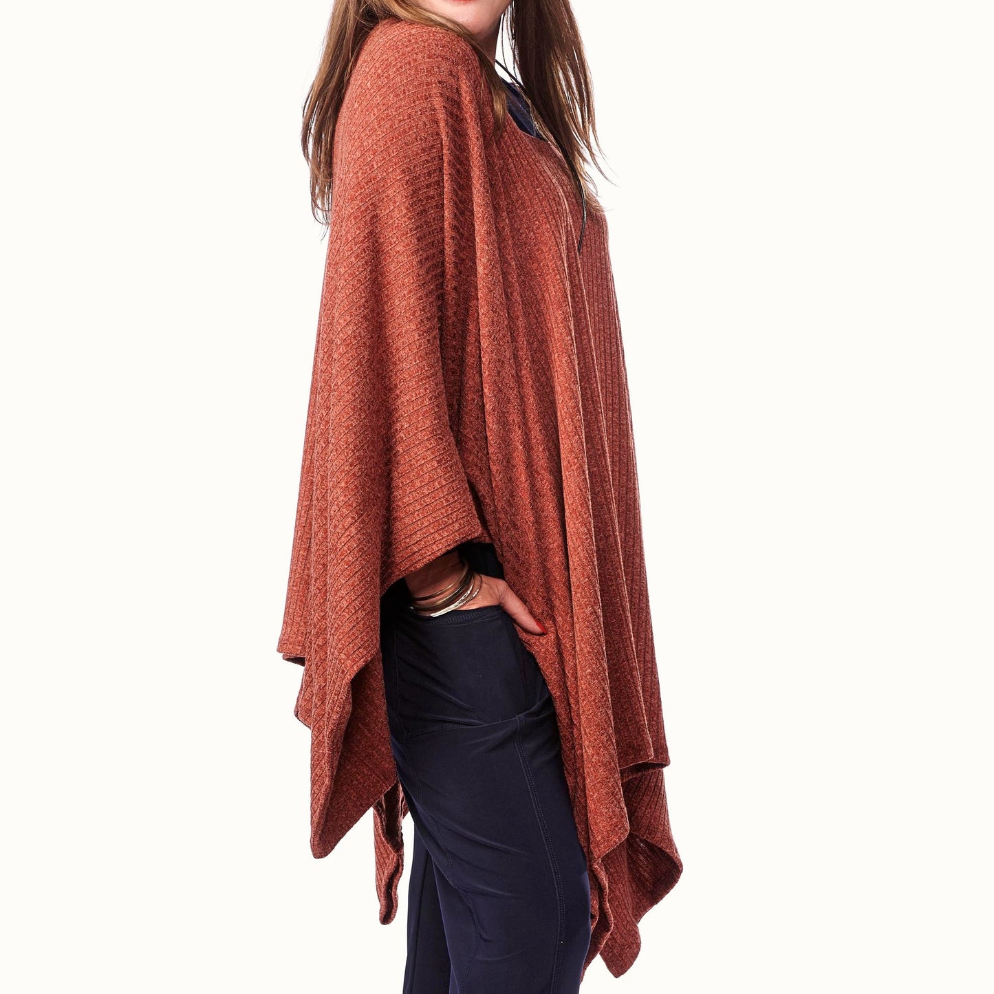 Rib Knit Poncho/Pullover