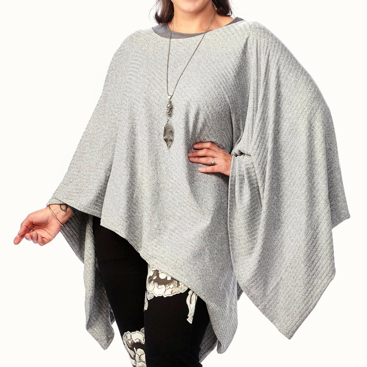 Rib Knit Poncho/Pullover