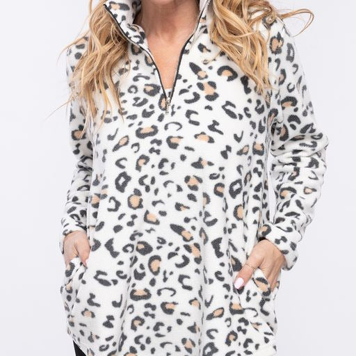 Leopard Print Fleece Top