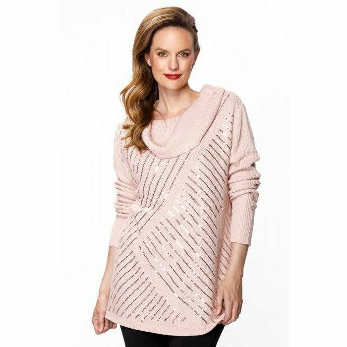 Cowl Neck Sequin Sweater