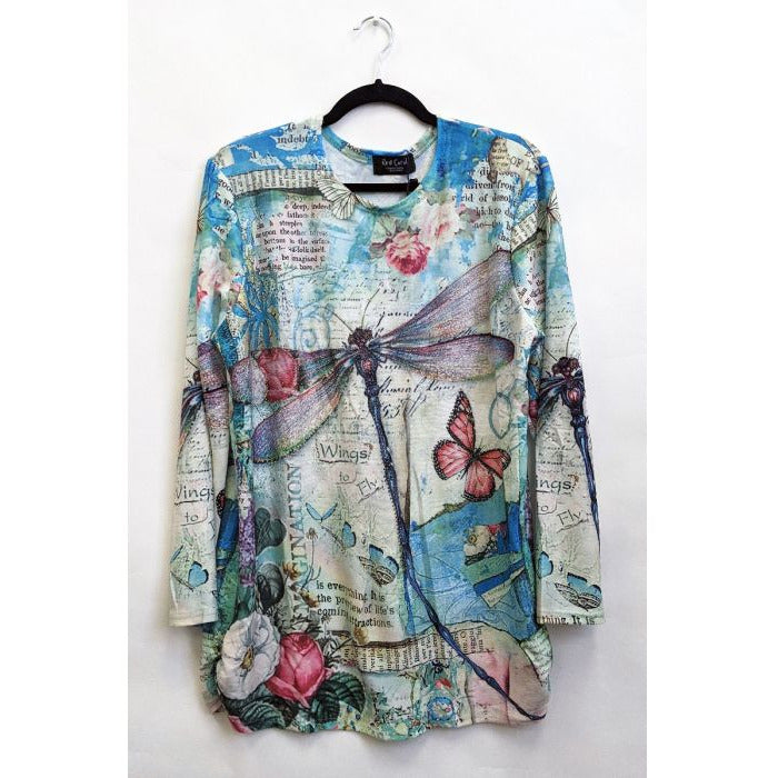 Long Sleeved- Embellished Dragonflies Top