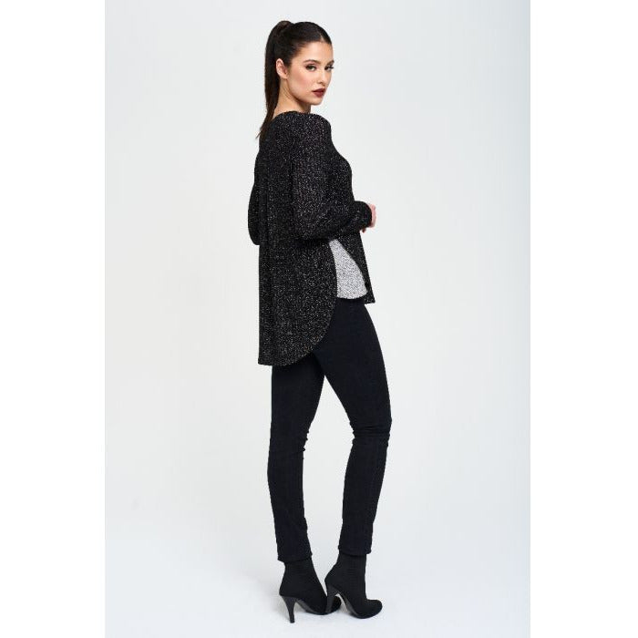 Zipper Detail Glitter Rib Top