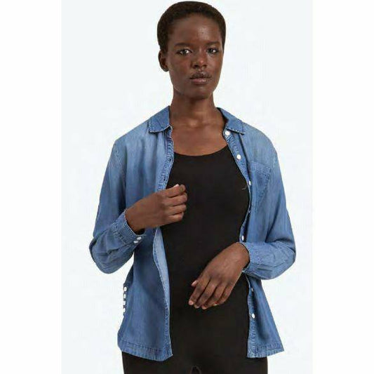 Jean Look Button Up Blouse