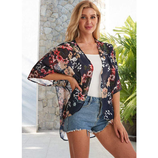 Short Flowy Kimono/Coverup -Navy